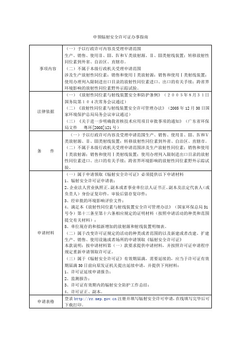 申领辐射安全许可证办事指南