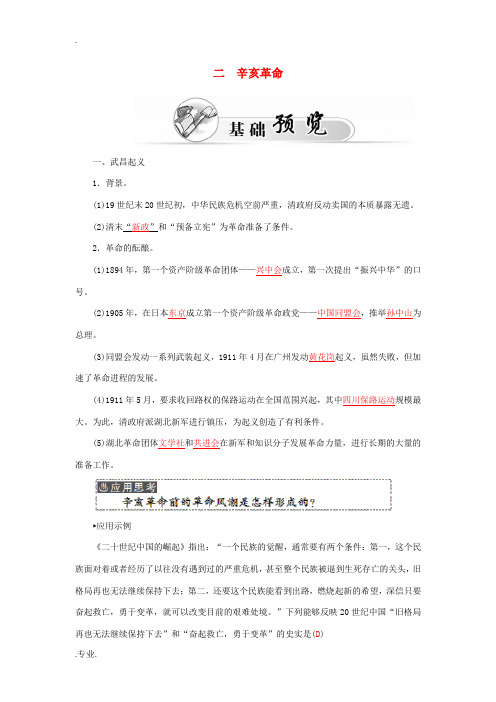 高中历史 专题三 2辛亥革命习题 人民版必修1-人民版高一必修1历史试题
