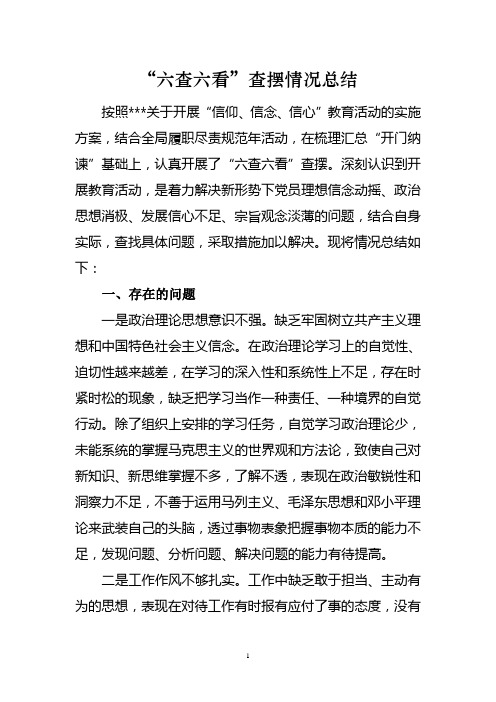 六查六看查摆情况总结