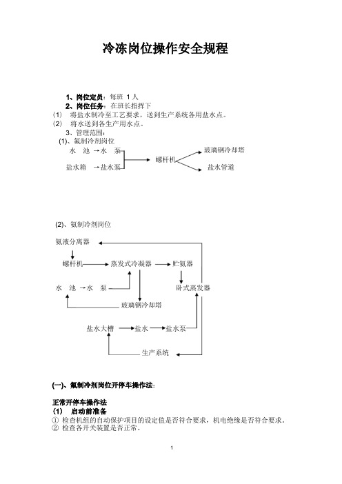 冷冻岗位操作规程