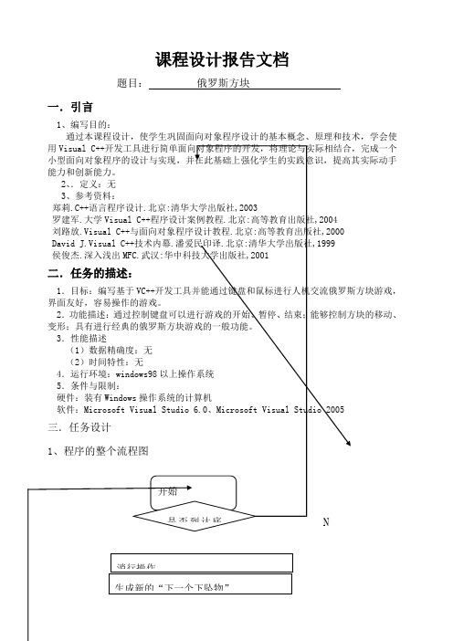 VC++俄罗斯方块课程设计报告(含源代码)