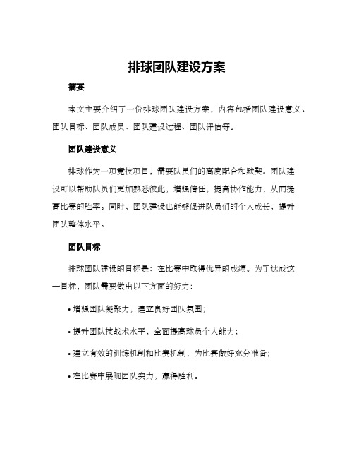 排球团队建设方案