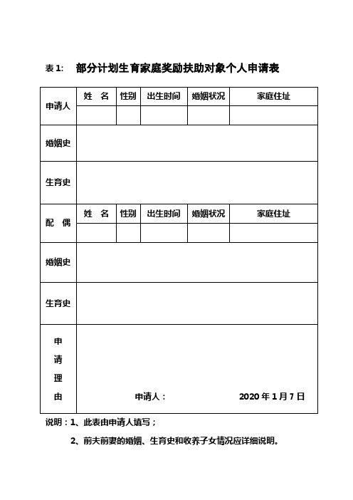 2020年奖扶申报表