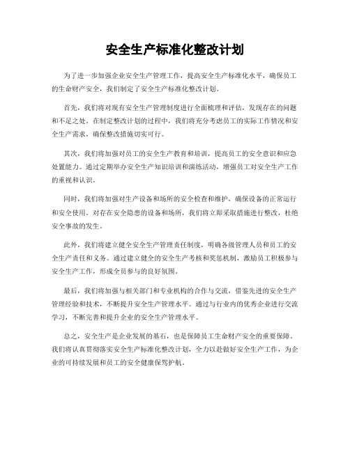 安全生产标准化整改计划