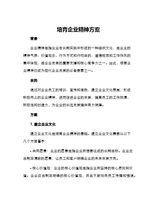 培育企业精神方案