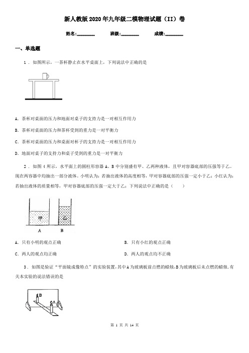 新人教版2020年九年级二模物理试题(II)卷