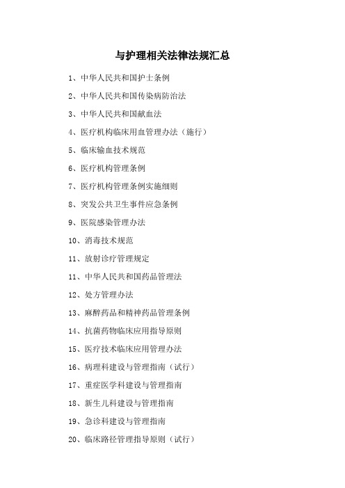 与护理相关法律法规汇总