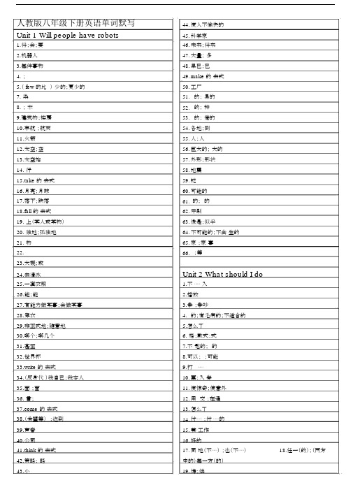 人教版八年级下册英语单词默写可直接打印[1].docx