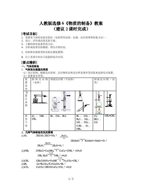 人教版选修6《物质的制备》教案