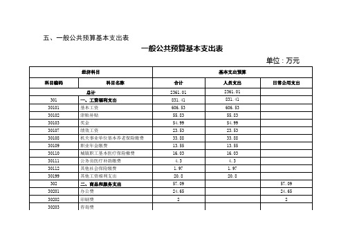 一般公共预算基本支出表