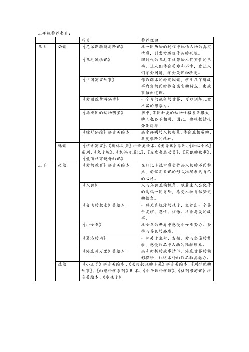 三年级推荐书目
