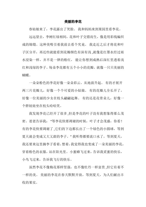 三年级下册人教版语文第一单元习作李花