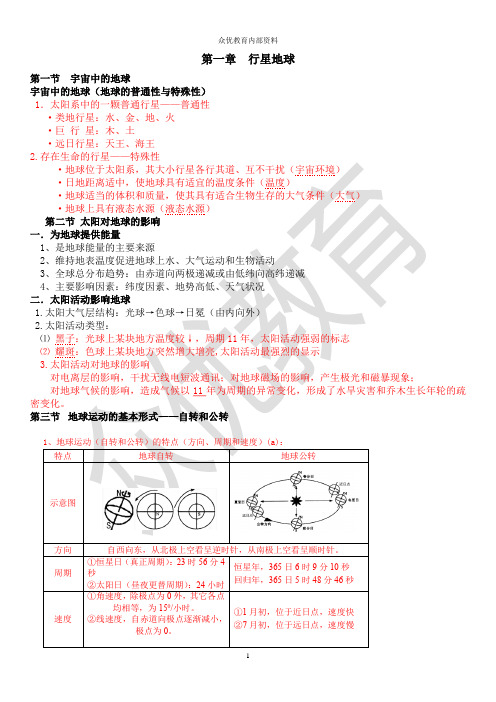 必修一期中复习知识点