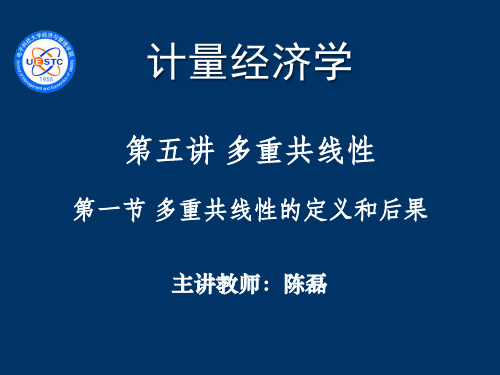 5.1 多重共线性的定义和后果