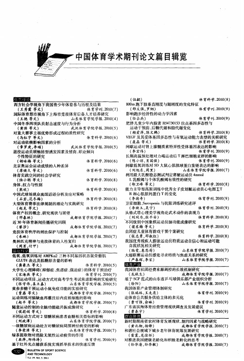 中国体育学术期刊论文篇目辑览