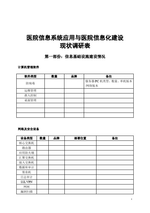 医院信息系统调研表