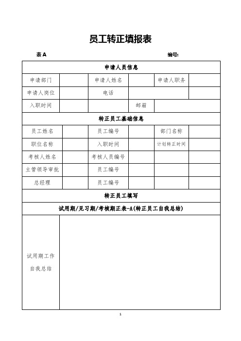 员工转正填报表