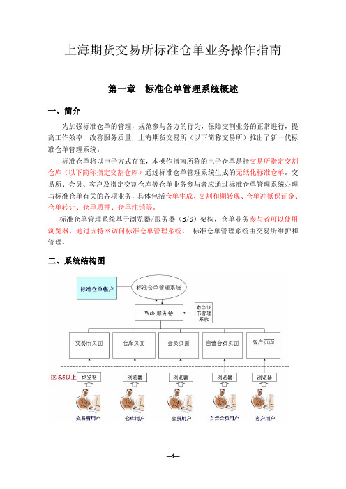 上海期货交易所标准仓单业务操作指南