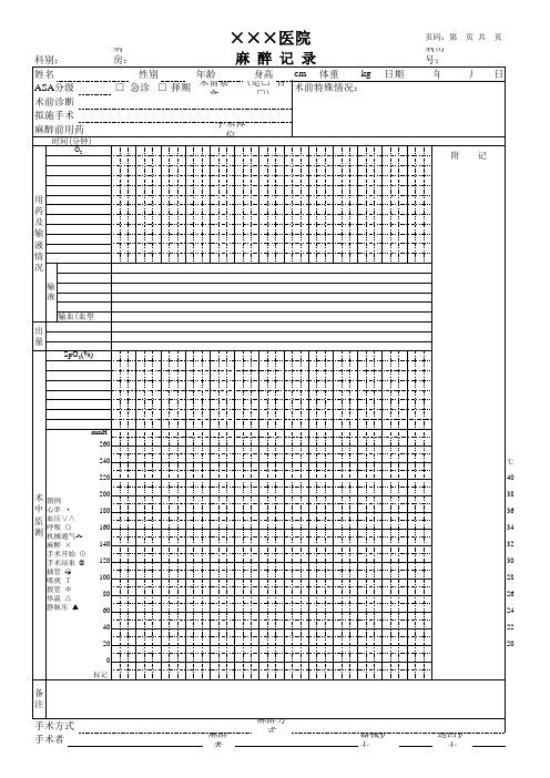麻醉记录单
