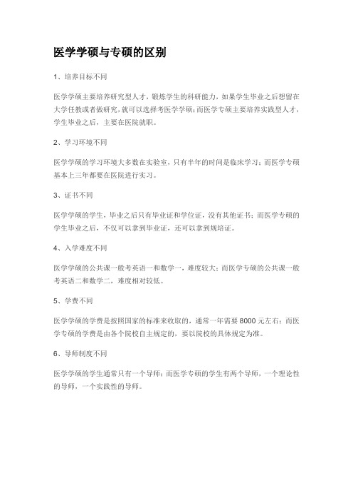 医学学硕与专硕的区别