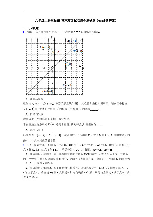 八年级上册压轴题 期末复习试卷综合测试卷(word含答案)