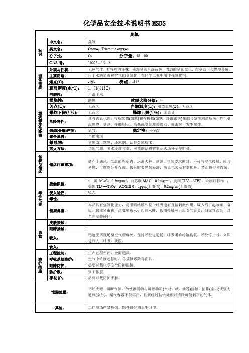 臭氧-化学品安全技术说明书MSDS