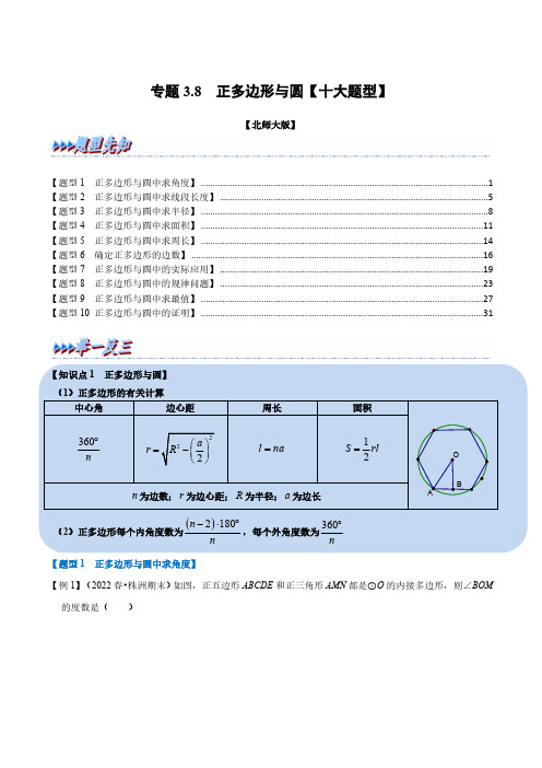 专题3.8 正多边形与圆【十大题型】(举一反三)(北师大版)(解析版)