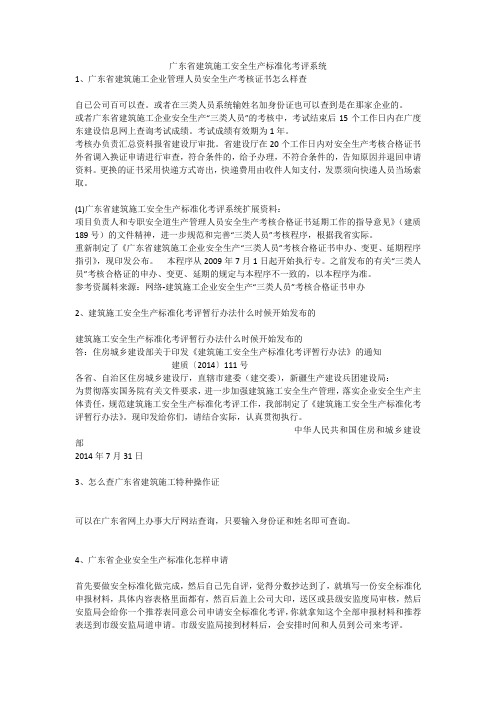 广东省建筑施工安全生产标准化考评系统安全生产