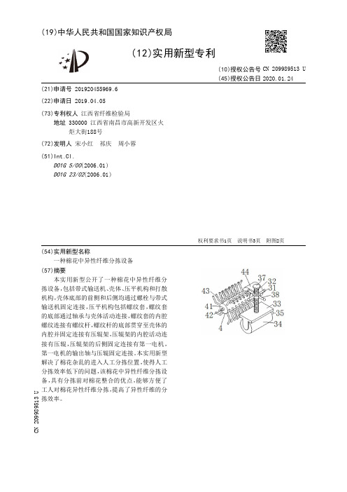 【CN209989513U】一种棉花中异性纤维分拣设备【专利】