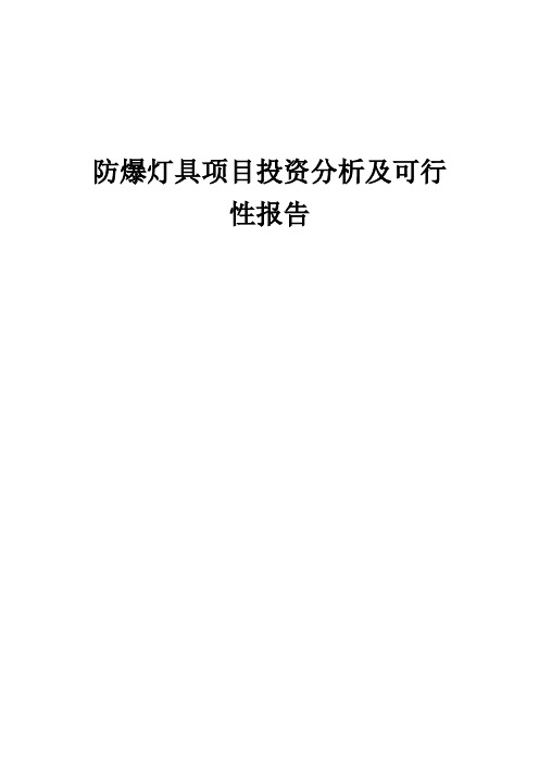 2024年防爆灯具项目投资分析及可行性报告