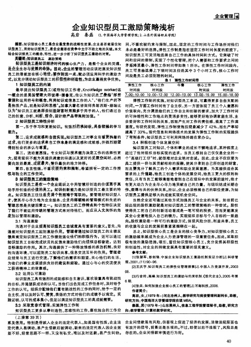 企业知识型员工激励策略浅析