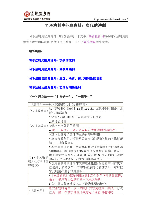 司考法制史经典资料：唐代的法制