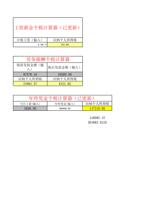 个人所得税计算器(2011.9珍藏版)