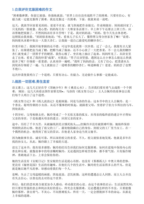 我能战胜一切困难读后感自我评价
