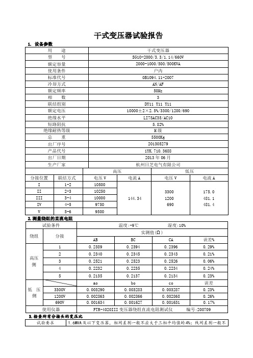 母杜综采库设备安装工程高压报告.doc