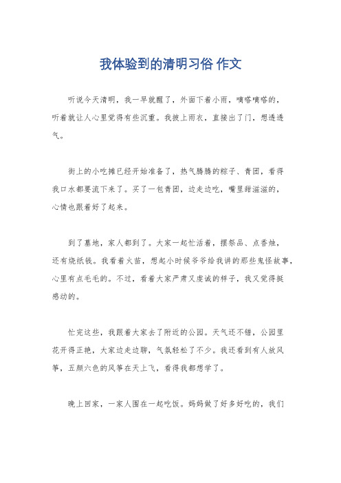 我体验到的清明习俗 作文