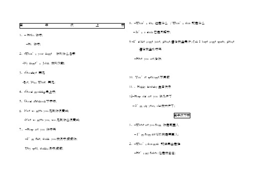 人教版小学英语三至六年级重点句型