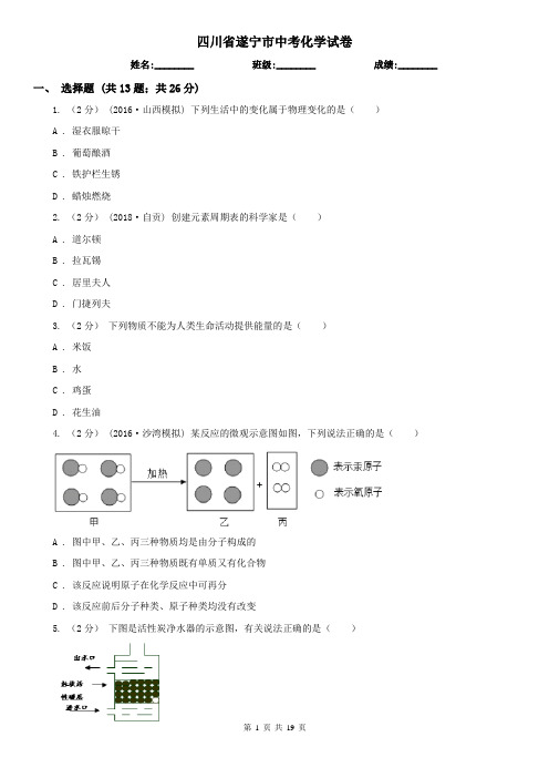 四川省遂宁市中考化学试卷