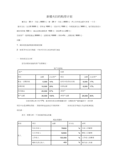 个人理财规划之买房规划案例