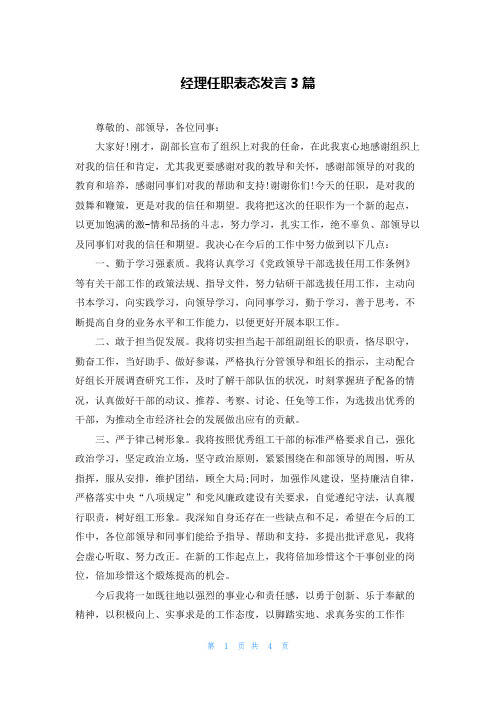 经理任职表态发言3篇