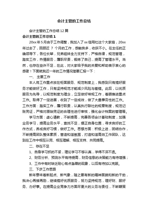 会计主管的工作总结12篇