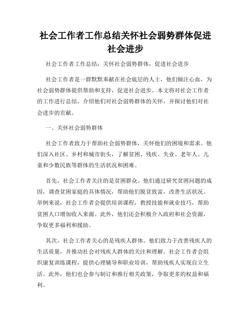 社会工作者工作总结关怀社会弱势群体促进社会进步