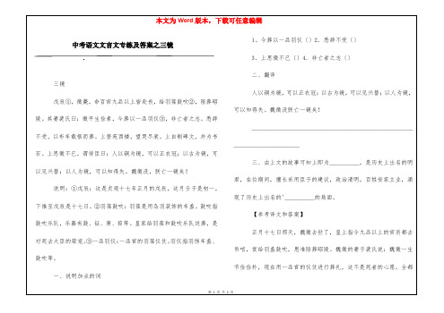 中考语文文言文专练及答案之三镜