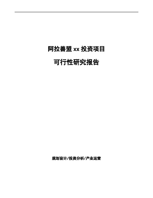 阿拉善盟项目可行性研究报告(项目建议书)