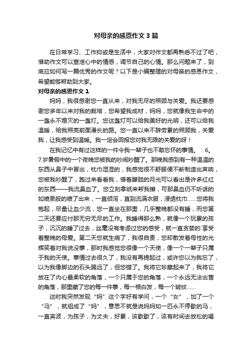 对母亲的感恩作文3篇