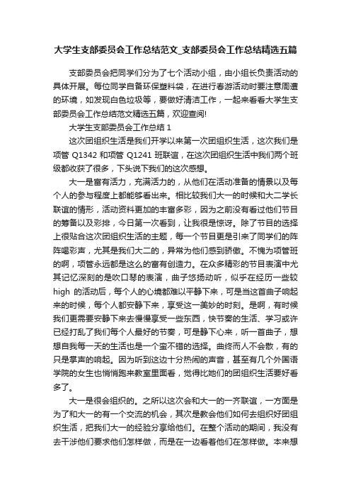 大学生支部委员会工作总结范文_支部委员会工作总结精选五篇