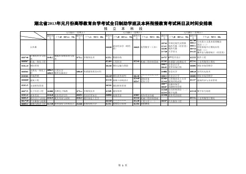 2013年元月份试点班课程考试安排(定稿)