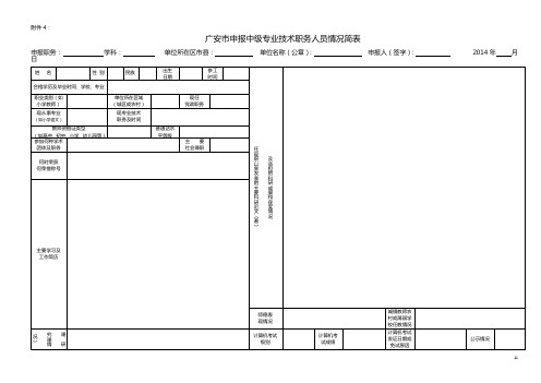 申报中级专业技术职务人员情况简表(最新版)