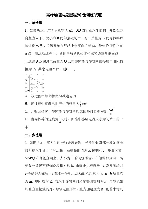 高考物理电磁感应培优训练试题(27页)