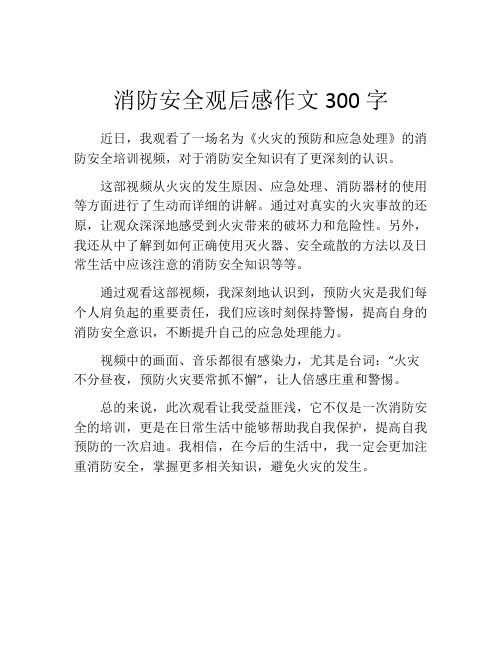 消防安全观后感作文300字